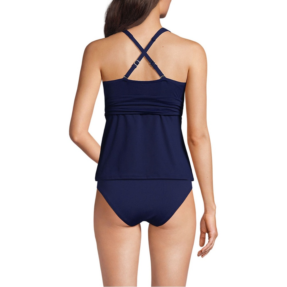 Lands end v neck plunge navy tankini swimsuit top size m 10-12 - Picture 3 of 4